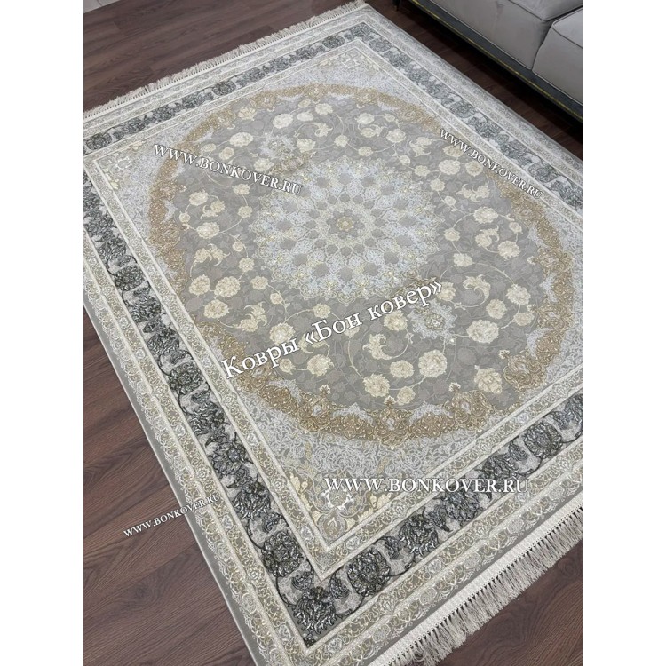 Ковер Медальон Для Гостиной Дизайн 30580 Серый