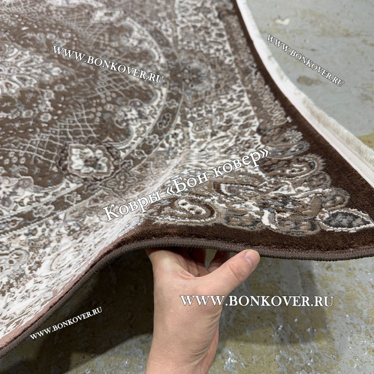 Коротковорсный Ковер Медальон Арт 30066 Коричневый