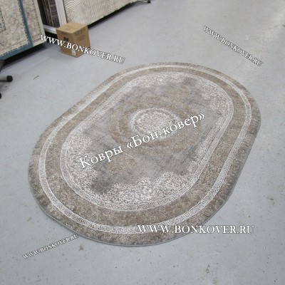 Классический ковер дизайн 93 Коричневый с серым овал